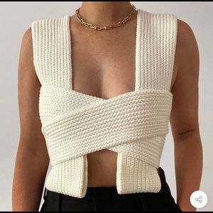 Up and Down Boutique criss cross sweater cropped top